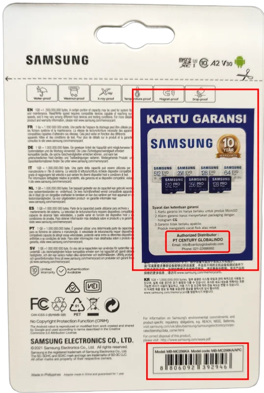 Kartu Garansi Original samsung microsd